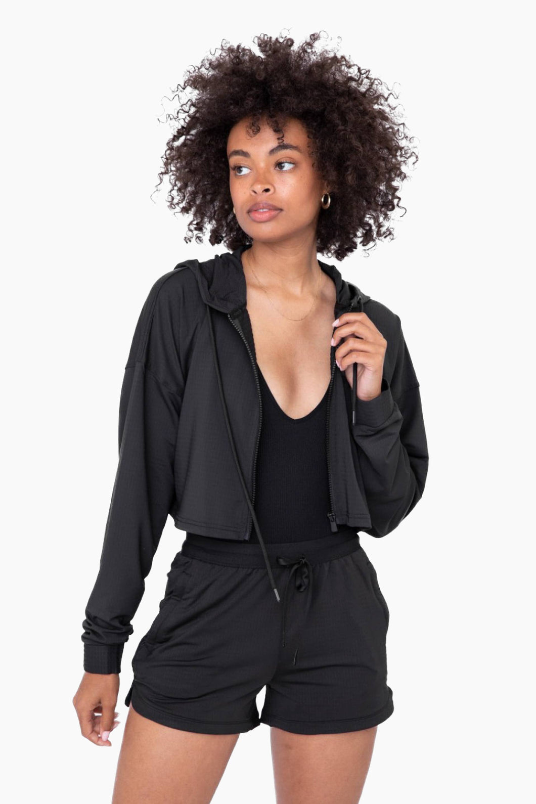 Active Cropped Jacket with Textured Interior
