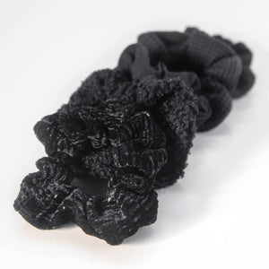 Assorted Textured Scrunchies 5pc - Black