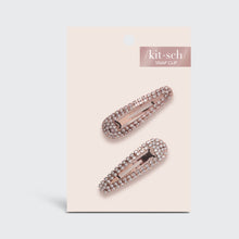 Load image into Gallery viewer, Mini Rhinestone Snap Clips - Rose Gold