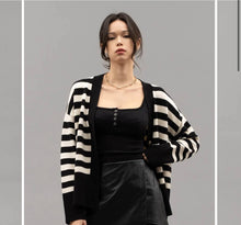Load image into Gallery viewer, Black Striped Cardigan