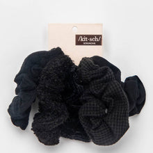 Load image into Gallery viewer, Assorted Textured Scrunchies 5pc - Black