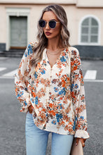 Load image into Gallery viewer, Floral Print Flounce Sleeve Blouse