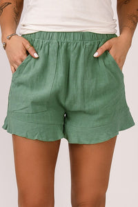 Green Ruffle Shorts