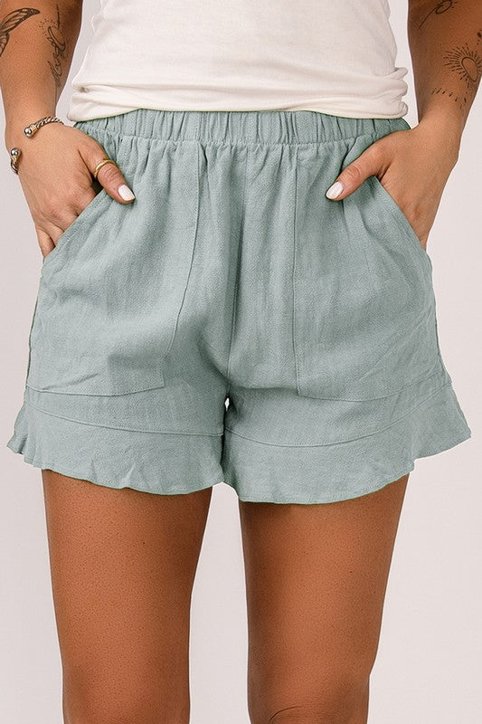 Blue Ruffle Shorts
