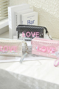 "Love" Glitter Mermaid Cosmetic Bag