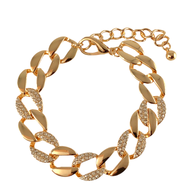 Gold Link & Cubic Zirconia Bracelet