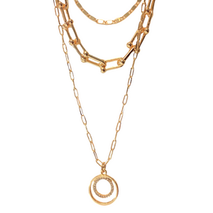 Gold Layered Link Pendant Necklace
