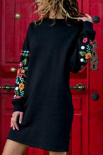 Load image into Gallery viewer, Floral Print Round Neck Long Sleeve Dress