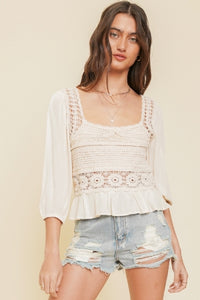 Nelson Crochet Peplum Blouse