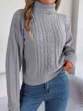 Load image into Gallery viewer, Cable-Knit Turtleneck Sweater