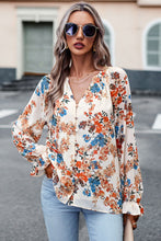 Load image into Gallery viewer, Floral Print Flounce Sleeve Blouse