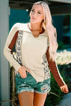 Load image into Gallery viewer, Leopard Notched Long Sleeve Top