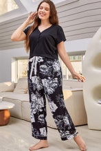 Load image into Gallery viewer, Full Size V-Neck Top and Floral Pants Lounge Set
