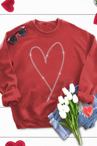 Heart Round Neck Long Sleeve Sweatshirt