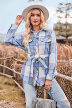 Load image into Gallery viewer, Plaid Collared Neck Bow Front Long Sleeve Jacket