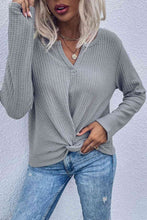 Load image into Gallery viewer, Twist Front Long Sleeve Waffle Knit Top