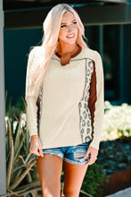 Load image into Gallery viewer, Leopard Notched Long Sleeve Top