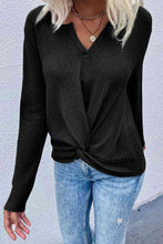 Load image into Gallery viewer, Twist Front Long Sleeve Waffle Knit Top