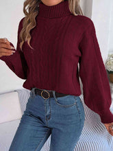 Load image into Gallery viewer, Cable-Knit Turtleneck Sweater
