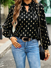 Load image into Gallery viewer, Mock Neck Cutout Lantern Sleeve Blouse
