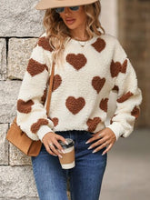 Load image into Gallery viewer, Fuzzy Heart Dropped Shoulder Sweatshirt