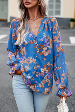 Load image into Gallery viewer, Floral Print Flounce Sleeve Blouse