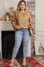 Load image into Gallery viewer, Plus Size Polka Dot Long Sleeve Blouse