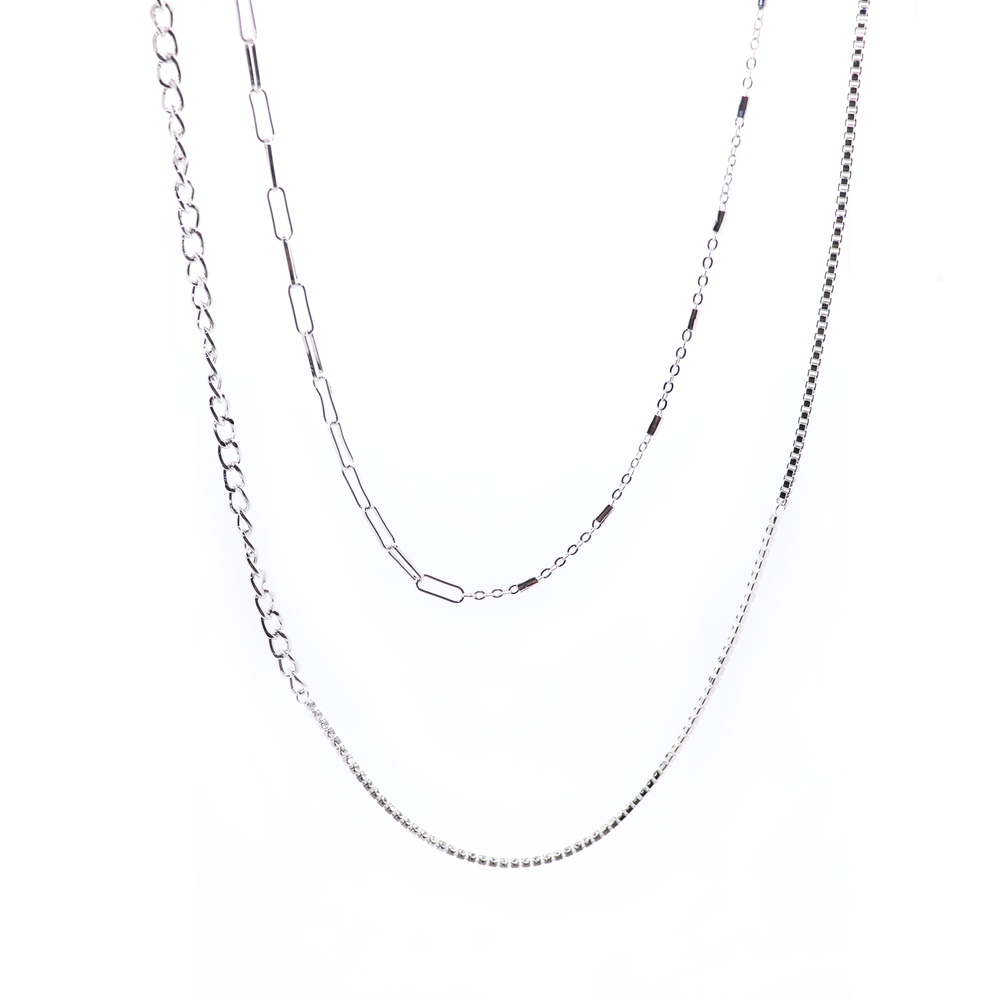 Bb Lila Chain Chain Chain Silver Wrap Necklace