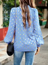 Load image into Gallery viewer, Mock Neck Cutout Lantern Sleeve Blouse