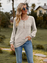 Load image into Gallery viewer, Round Neck Button-Down Long Sleeve Tee
