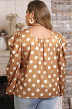 Load image into Gallery viewer, Plus Size Polka Dot Long Sleeve Blouse