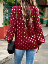 Load image into Gallery viewer, Mock Neck Cutout Lantern Sleeve Blouse