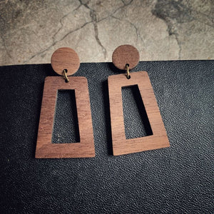 Walnut Wood Dangle Stud Earrings